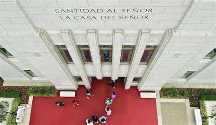 Attendees enter the Lima Peru Los Olivos Temple for the dedication.
